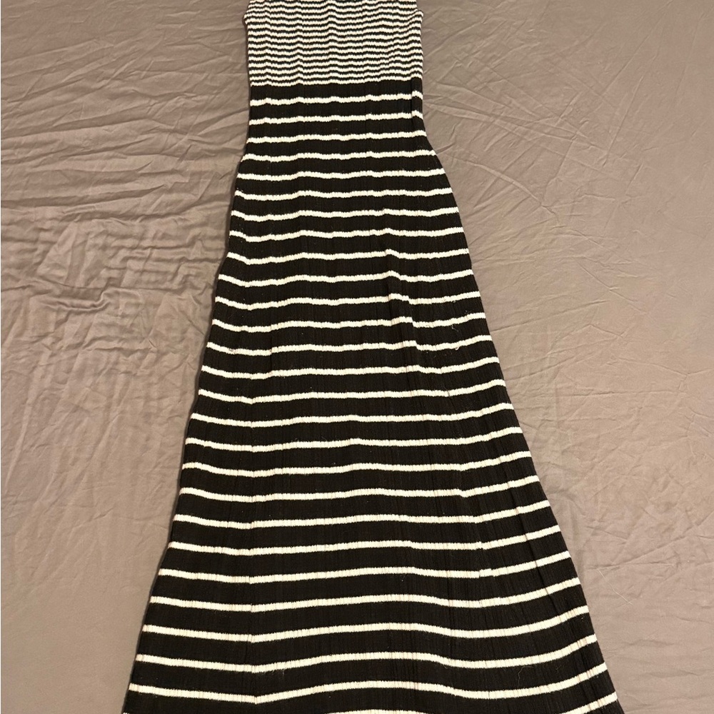 “A New Day” Black and White Striped Maxi Dress